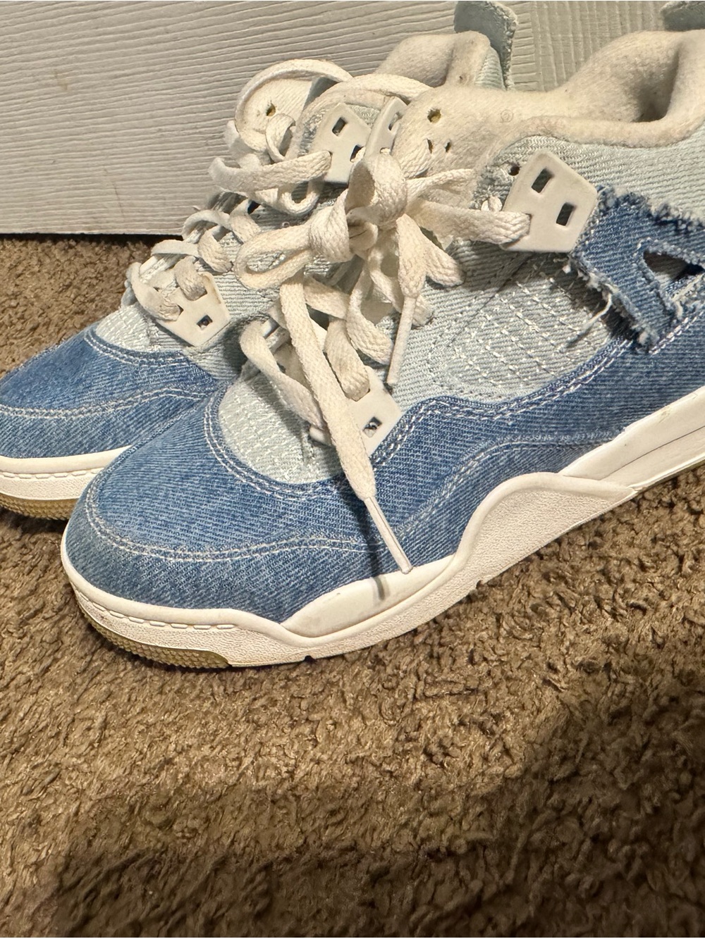 Jordan Kids Denim Sneakers in Light Blue and White